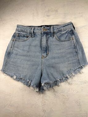 Hollister Light Blue Denim Frayed Hem Shorts